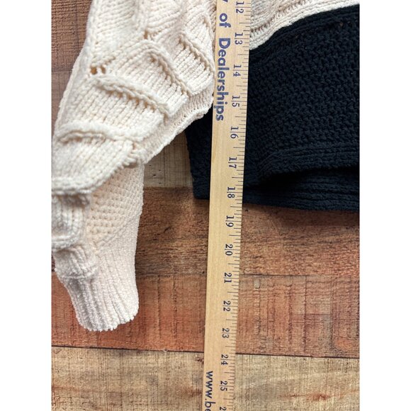 Planet Gold Womens Color Block Cable Knit Sweater Size L - Picture 3 of 7